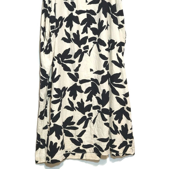 A New Day Floral Linen Blend Dress Loose Fit Sleeveless Midi Black & Cream M - Picture 11 of 15